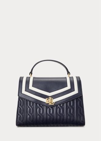 Bolsos tipo satchel Farrah medianos de piel napa Ralph Lauren para mujer en color azul marino