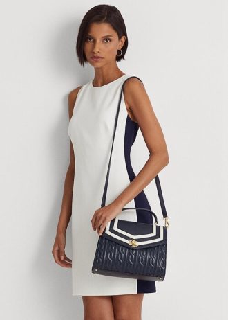Bolsos tipo satchel Farrah medianos de piel napa Ralph Lauren para mujer en color azul marino