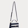 Bolsos tipo satchel medianos Farrah de piel a rayas Ralph Lauren para mujer, con diseño refinado en azul marino y blanco Bolsos tipo satchel medianos Farrah de piel a rayas Ralph Lauren para mujer, con diseño refinado en azul marino y blanco