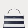Bolsos tipo satchel medianos Farrah de piel a rayas Ralph Lauren para mujer, con diseño refinado en azul marino y blanco Bolsos tipo satchel medianos Farrah de piel a rayas Ralph Lauren para mujer, con diseño refinado en azul marino y blanco