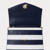 Bolsos tipo satchel medianos Farrah de piel a rayas Ralph Lauren para mujer, con diseño refinado en azul marino y blanco Bolsos tipo satchel medianos Farrah de piel a rayas Ralph Lauren para mujer, con diseño refinado en azul marino y blanco