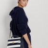 Bolsos tipo satchel medianos Farrah de piel a rayas Ralph Lauren para mujer, con diseño refinado en azul marino y blanco Bolsos tipo satchel medianos Farrah de piel a rayas Ralph Lauren para mujer, con diseño refinado en azul marino y blanco