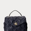 Bolsos tipo satchel medianos Farrah de piel acolchada Ralph Lauren para mujer en azul marino refinado