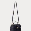 Bolsos tipo satchel medianos Farrah de piel acolchada Ralph Lauren para mujer en azul marino refinado