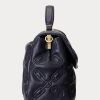 Bolsos tipo satchel medianos Farrah de piel acolchada Ralph Lauren para mujer en azul marino refinado