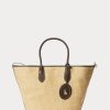 Bolsos tote Bellport medianos de paja con ribete de cuero Ralph Lauren para mujer Bolsos tote Bellport medianos de paja con ribete de cuero Ralph Lauren para mujer