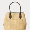 Bolsos tote Bellport medianos de paja con ribete de cuero Ralph Lauren para mujer Bolsos tote Bellport medianos de paja con ribete de cuero Ralph Lauren para mujer