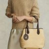 Bolsos tote Bellport medianos de paja con ribete de cuero Ralph Lauren para mujer Bolsos tote Bellport medianos de paja con ribete de cuero Ralph Lauren para mujer