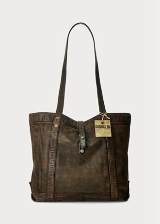 Bolsos tote de cuero Ralph Lauren para hombre en color marrón