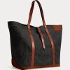 Bolsos tote de mezclilla con ribete de cuero Ralph Lauren para mujer en índigo Bolsos tote de mezclilla con ribete de cuero Ralph Lauren para mujer en índigo