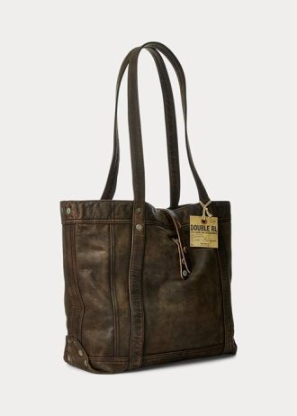 Bolsos tote de piel Ralph Lauren para mujer en negro sobre marrón