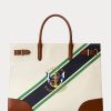 Bolsos tote grandes Devyn de lona con estampado de rayas naturales y gráficas para mujer de Ralph Lauren Bolsos tote grandes Devyn de lona con estampado de rayas naturales y gráficas para mujer de Ralph Lauren