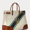 Bolsos tote grandes Devyn de lona con estampado de rayas naturales y gráficas para mujer de Ralph Lauren Bolsos tote grandes Devyn de lona con estampado de rayas naturales y gráficas para mujer de Ralph Lauren
