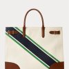 Bolsos tote grandes Devyn de lona con estampado de rayas naturales y gráficas para mujer de Ralph Lauren Bolsos tote grandes Devyn de lona con estampado de rayas naturales y gráficas para mujer de Ralph Lauren