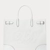 Bolsos tote grandes Devyn de lona con ojales de Ralph Lauren para mujer, color blanco/blanco Bolsos tote grandes Devyn de lona con ojales de Ralph Lauren para mujer, color blanco/blanco