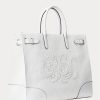 Bolsos tote grandes Devyn de lona con ojales de Ralph Lauren para mujer, color blanco/blanco Bolsos tote grandes Devyn de lona con ojales de Ralph Lauren para mujer, color blanco/blanco