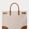 Bolsos tote grandes Devyn de lona Ralph Lauren para mujer, color vainilla/Lauren Tan