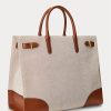 Bolsos tote grandes Devyn de lona Ralph Lauren para mujer, color vainilla/Lauren Tan