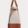 Bolsos tote grandes Devyn de lona Ralph Lauren para mujer, color vainilla/Lauren Tan