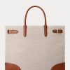 Bolsos tote grandes Devyn de lona Ralph Lauren para mujer, color vainilla/Lauren Tan