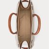 Bolsos tote grandes Devyn de lona Ralph Lauren para mujer, color vainilla/Lauren Tan