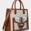 Bolsos tote grandes Symone de lona Ralph Lauren para mujer en color tostado/azul marino
