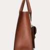 Bolsos tote grandes Symone de lona Ralph Lauren para mujer en color tostado/azul marino