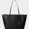 Bolsos tote Keaton de piel sintética de Ralph Lauren para mujer, color negro Bolsos tote Keaton de piel sintética de Ralph Lauren para mujer, color negro