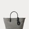 Bolsos tote medianos Bellport de Ralph Lauren con diseño de pata de gallo en blanco y negro para mujer