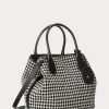 Bolsos tote medianos Bellport de Ralph Lauren con diseño de pata de gallo en blanco y negro para mujer