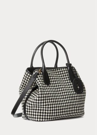 Bolsos tote medianos Bellport de Ralph Lauren con diseño de pata de gallo en blanco y negro para mujer