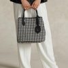 Bolsos tote medianos Bellport de Ralph Lauren con diseño de pata de gallo en blanco y negro para mujer