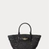 Bolsos tote pequeños Daphney de paja Ralph Lauren negros para mujer Bolsos tote pequeños Daphney de paja Ralph Lauren negros para mujer