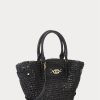 Bolsos tote pequeños Daphney de paja Ralph Lauren negros para mujer Bolsos tote pequeños Daphney de paja Ralph Lauren negros para mujer