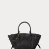 Bolsos tote pequeños Daphney de paja Ralph Lauren negros para mujer Bolsos tote pequeños Daphney de paja Ralph Lauren negros para mujer