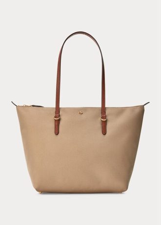 Bolsos tote pequeños de nailon Ralph Lauren para mujer Clay