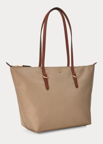 Bolsos tote pequeños de nailon Ralph Lauren para mujer Clay