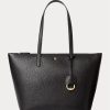 Bolsos tote pequeños de piel sintética Ralph Lauren para mujer, color negro