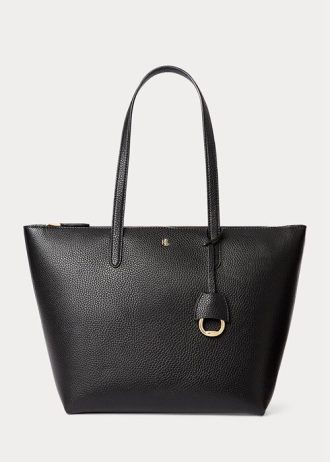 Bolsos tote pequeños de piel sintética Ralph Lauren para mujer, color negro