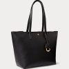 Bolsos tote pequeños de piel sintética Ralph Lauren para mujer, color negro