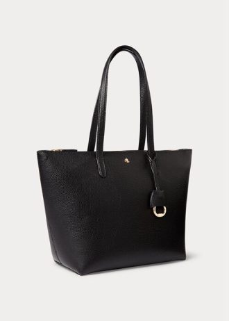 Bolsos tote pequeños de piel sintética Ralph Lauren para mujer, color negro