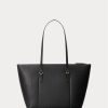 Bolsos tote pequeños de piel sintética Ralph Lauren para mujer, color negro