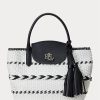 Bolsos tote Perri grandes de piel tejida con motivos geométricos de Ralph Lauren para mujer, en blanco y negro