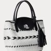 Bolsos tote Perri grandes de piel tejida con motivos geométricos de Ralph Lauren para mujer, en blanco y negro