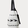 Bolsos tote Perri grandes de piel tejida con motivos geométricos de Ralph Lauren para mujer, en blanco y negro