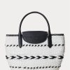 Bolsos tote Perri grandes de piel tejida con motivos geométricos de Ralph Lauren para mujer, en blanco y negro