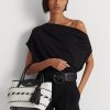 Bolsos tote Perri grandes de piel tejida con motivos geométricos de Ralph Lauren para mujer, en blanco y negro