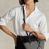 Bolsos tote Ralph Lauren Bellport mini con diseño de pata de gallo en blanco y negro para mujer Bolsos tote Ralph Lauren Bellport mini con diseño de pata de gallo en blanco y negro para mujer
