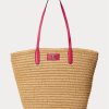 Bolsos tote Ralph Lauren para mujer, grandes, de paja y brie, en rosa natural/deportivo Bolsos tote Ralph Lauren para mujer, grandes, de paja y brie, en rosa natural/deportivo