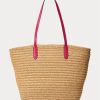 Bolsos tote Ralph Lauren para mujer, grandes, de paja y brie, en rosa natural/deportivo Bolsos tote Ralph Lauren para mujer, grandes, de paja y brie, en rosa natural/deportivo